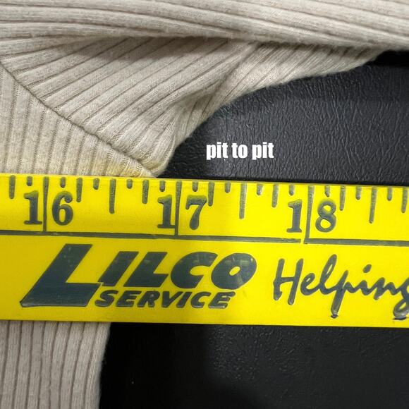 Aerie Top Women's L Oatmeal Y2K Cottagecore Ribbed Mock Neck Cropped Feminine - Picture 5 of 6